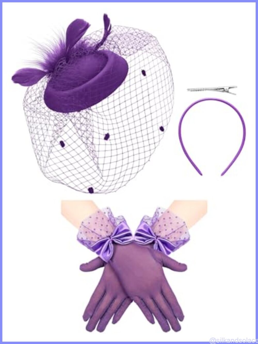 Vintage Fascinator Headpiece with Lace Gloves Set